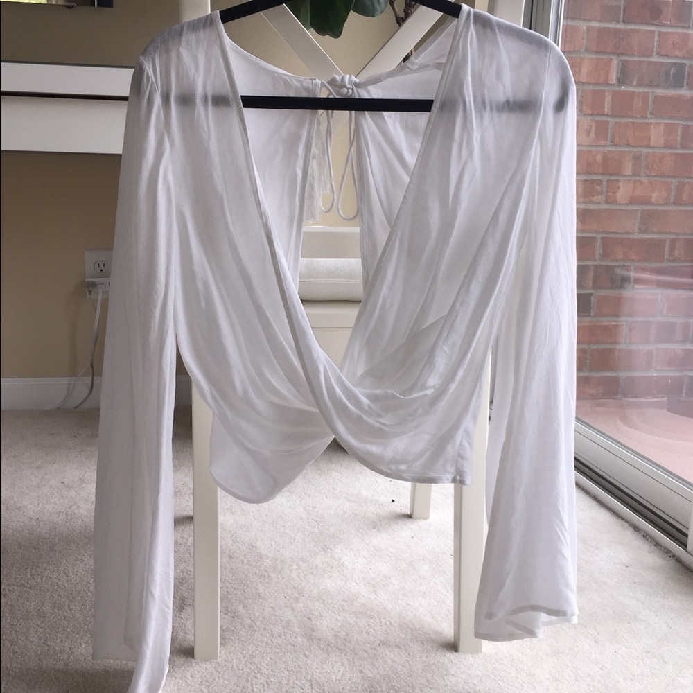 Mura Boutique White Wrap Blouse Small - Picture 4 of 5